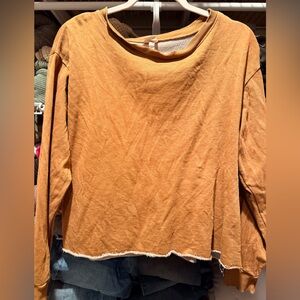 Tan raw hem shirt Love Vintage